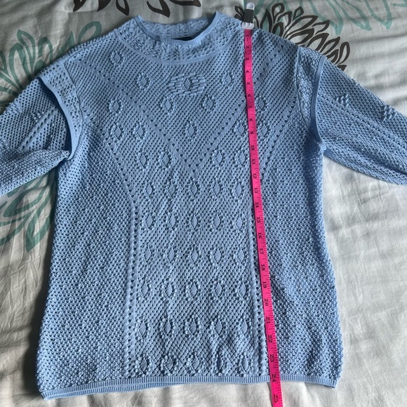 Light Blue Knitted Women’s Sweater, Size Medium - Picture 9 of 16